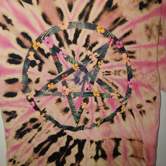 Gothic Pentagram Pastel Reverse Tie Dye Custom T- Shirt - Picture 2 of 4